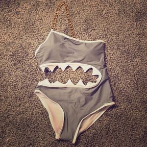 Shark mouth swim suit, one piece